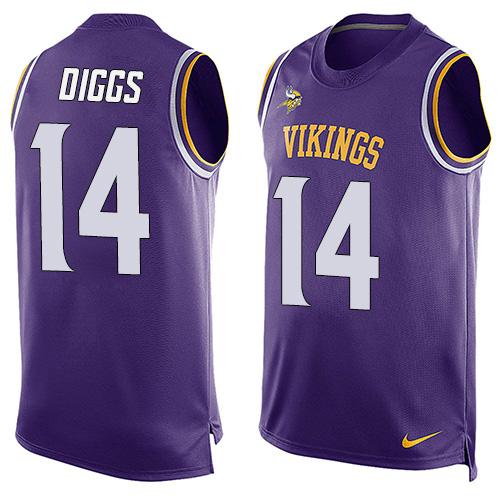 Nike Vikings #14 Stefon Diggs Purple Team Color Men's Stitched NFL Limited Tank Top Jersey - Click Image to Close